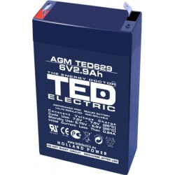 Оловна Батерия TED ELECTRIC   6 V  / 2.9 Ah - 65 / 33 / 105mm AGM