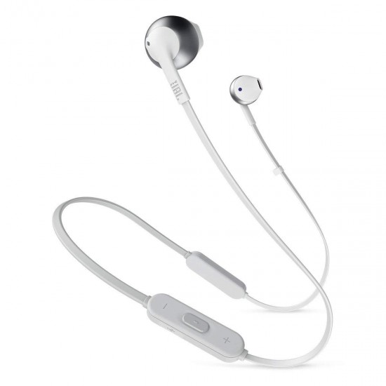 Wireless Headphones JBL T205BT, White/Silver