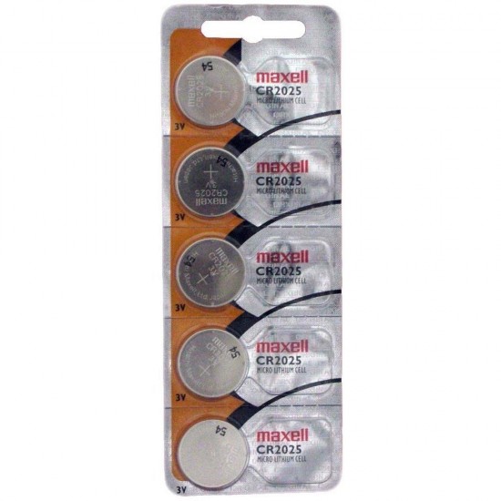 Button Battery  Lithium  MAXELL CR2025 3V  5 pcs. in blister / price for 5 BATTERIES /