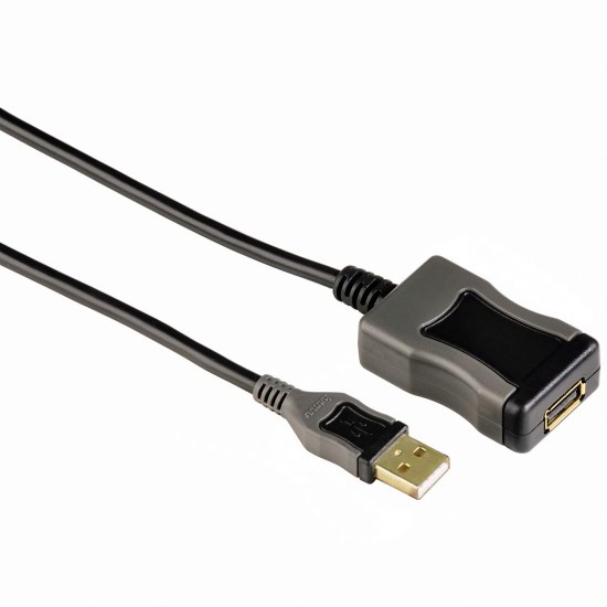 Active USB 2.0 Extension cable HAMA 78482 USB-A Socket - USB-A Plug, 5 m, High Quality, black