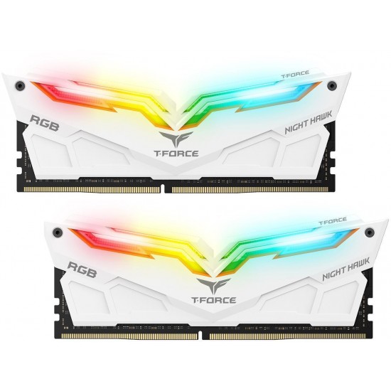Memory Team Group T-Force NIGHT HAWK RGB DDR4, 16GB(2x8GB), 3200 mhz, CL16-18-18-38, 1.35V, White