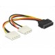 Кабел DeLock Power SATA 15pin към 2x 4pin Molex женско, 20cm