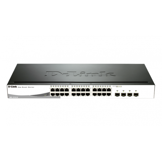 24-port 10/100/1000 Gigabit Smart Switch including 4 Combo 1000BaseT/SFP, DGS-1210-24