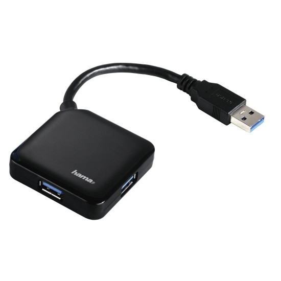 Hama USB 3.0 Hub 1:4, bus powered, box, Black
