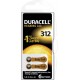 Батерия цинково въздушна DURACELL ZA312 6 бр. бутонни за слухов апарат в блистер