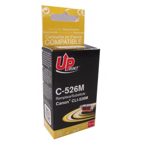 Мастилница UPRINT CLI526 CANON, С чип, Magenta Ink cartridge UPRINT CLI526 CANON, WITH CHIP, 670, Magenta