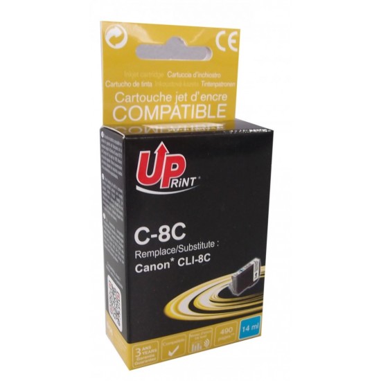 Ink cartridge UPRINT CJ8CUP CANON, WITH CHIP, Cyan