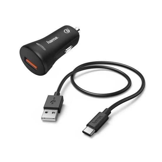 Hama Car Charger, USB Type-C, QC 3.0, 3 A, black