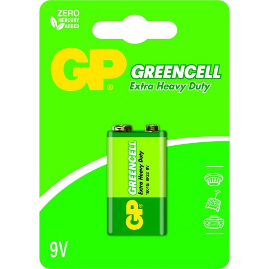 Zinc carbonic battery GP  6F22 Greencell 1604GLF-U1 1 pcs.  9V blister