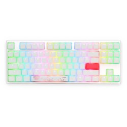 Геймърскa механична клавиатура Ducky One 2 TKL White RGB, Kailh BOX Silent Pink