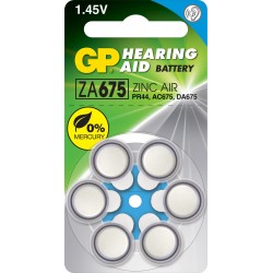 Батерия цинково въздушна GP ZA675 6 бр. бутонни за слухов апарат в блистер