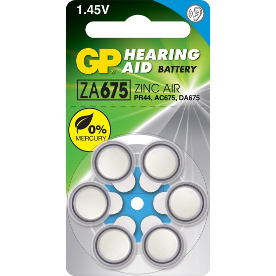 Zink Air battery GP ZA675 6pcs. button for Hearing aids