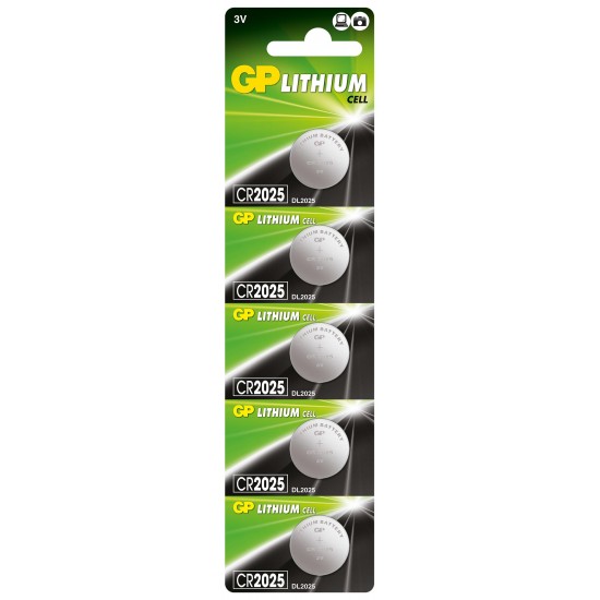 Lithium Button Battery GP CR-2025 3V 5 pcs in blister / price for 1 battery/