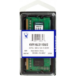 Памет Kingston 2GB SODIMM DDR3L PC3-12800 1600MHz CL11 KVR16LS11S6/2